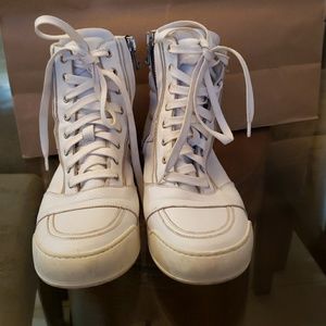 Balmain high top sneakers white with side zipper